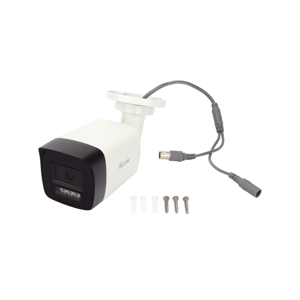 [Audio Bidireccional + Dual Light + ColorVu] Bala TURBOHD 2 Megapixel (1080p) / Lente 2.8 mm / 30 mts IR EXIR + 20 mts Luz Blanca / Micrófono y Bocina Integrado / Exterior IP67 / Metal / dWDR