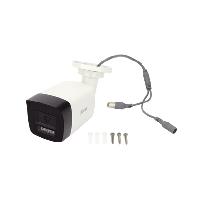 [Audio Bidireccional + Dual Light + ColorVu] Bala TURBOHD 2 Megapixel (1080p) / Lente 2.8 mm / 30 mts IR EXIR + 20 mts Luz Blanca / Micrófono y Bocina Integrado / Exterior IP67 / Metal / dWDR