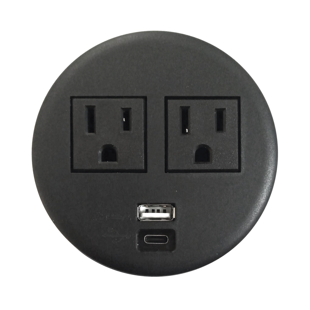 Multicontactos Empotrable Doble/ USB A & C, Color Negro, No Incluye Cable de Poder (11000-83604)