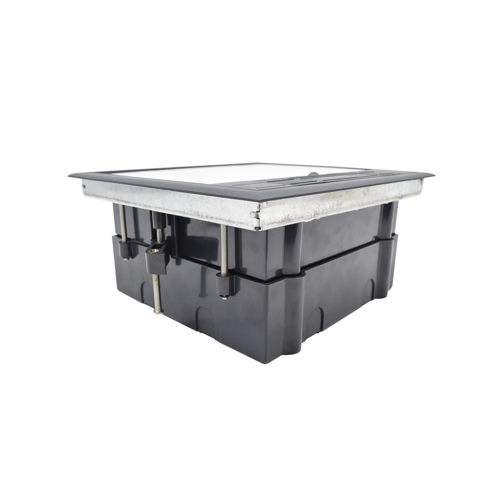 Caja de Piso para Cuatro Módulos Universales (Socket M4), para Alimentación Eléctrica y Redes de Datos (11000-43401) No Incluye Faceplates