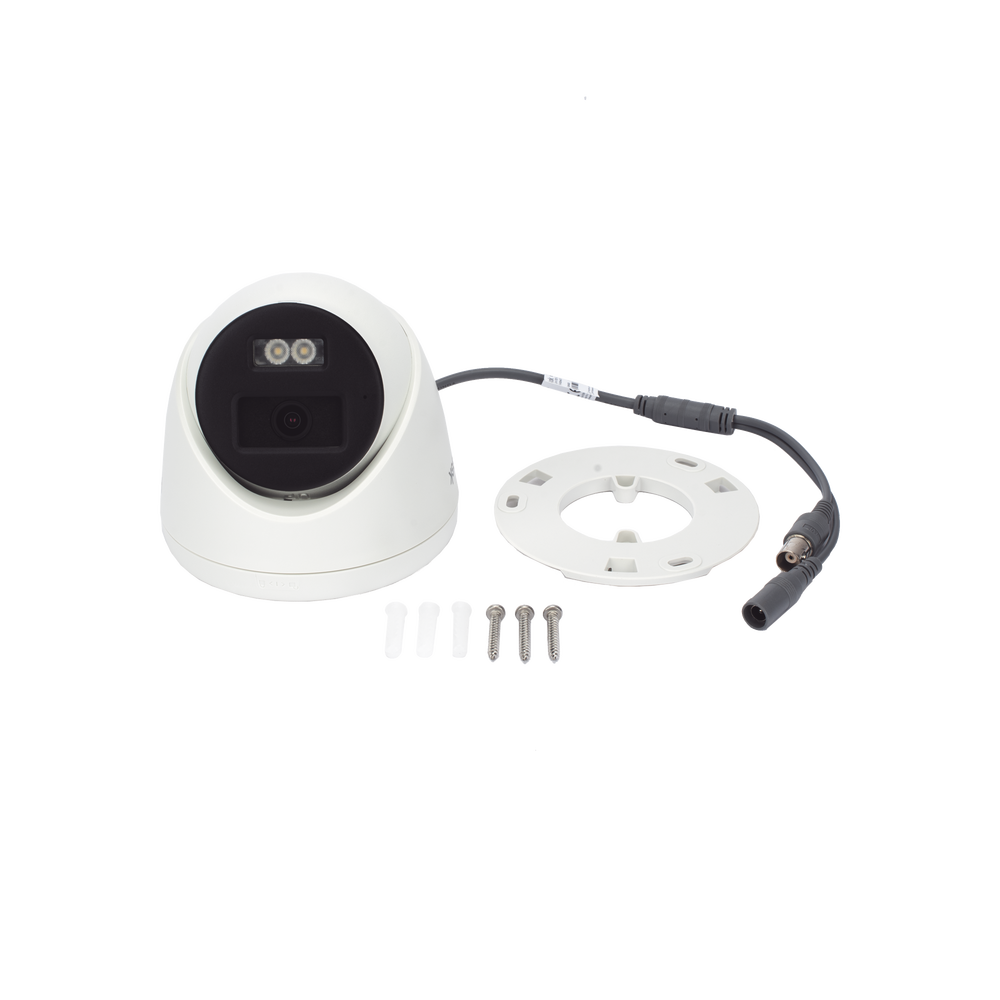 [Audio Bidireccional + Dual Light + ColorVu] Turret TURBOHD 2 Megapixel (1080p) / Lente 2.8 mm / 40 mts IR EXIR + 40 mts Luz Blanca / Micrófono y Bocina Integrado / Exterior IP67 / dWDR