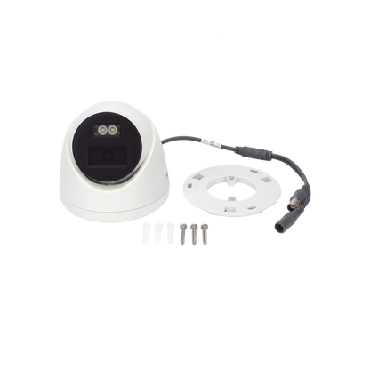 [Audio Bidireccional + Dual Light + ColorVu] Turret TURBOHD 2 Megapixel (1080p) / Lente 2.8 mm / 40 mts IR EXIR + 40 mts Luz Blanca / Micrófono y Bocina Integrado / Exterior IP67 / dWDR