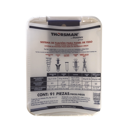 Kit para Sistemas de Fijación en Yeso, Muros Falsos, Tabique hueco, Uso en interiores  (91 piezas)