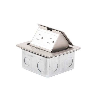 Mini Caja de Piso Rectangular en Acero Inoxidable con 2 Contactos Eléctricos (11000-21201)