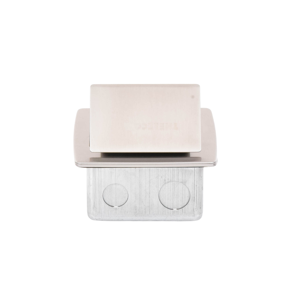 Mini Caja de Piso Rectangular en Acero Inoxidable con 2 Contactos Eléctricos (11000-21201)