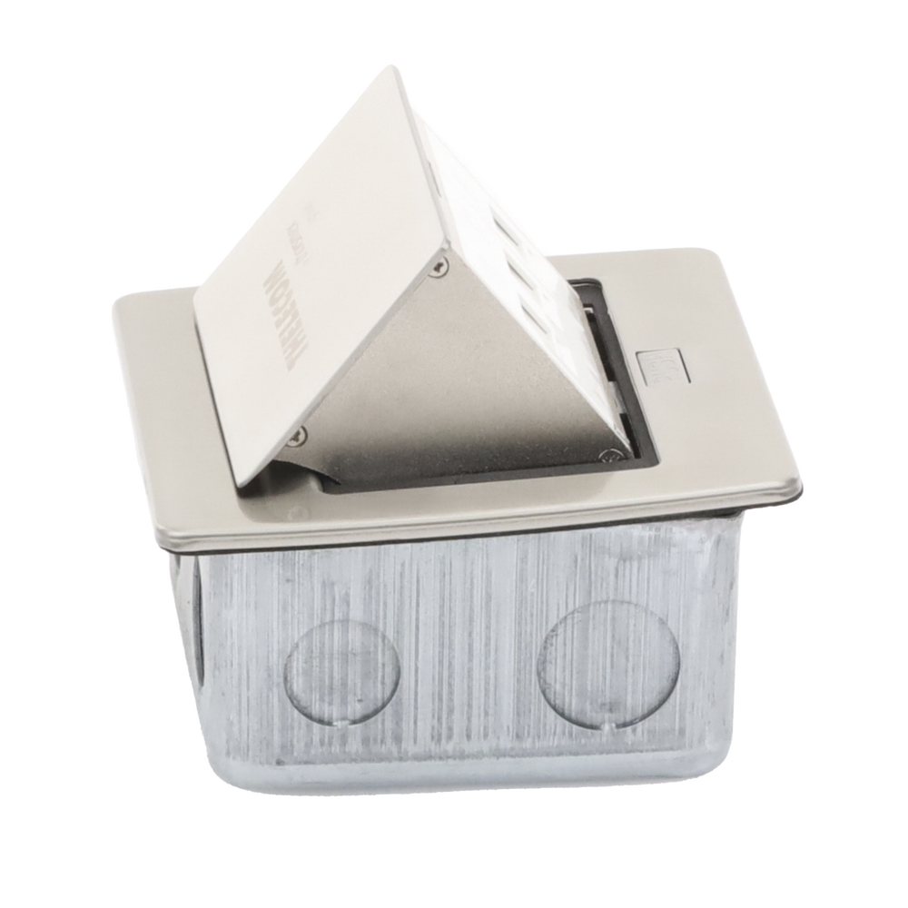 Mini Caja de Piso Rectangular para Datos y Conectores Tipo Keystone, Color y Material en Acero Inoxidable (3 Puertos) (11000-21202)