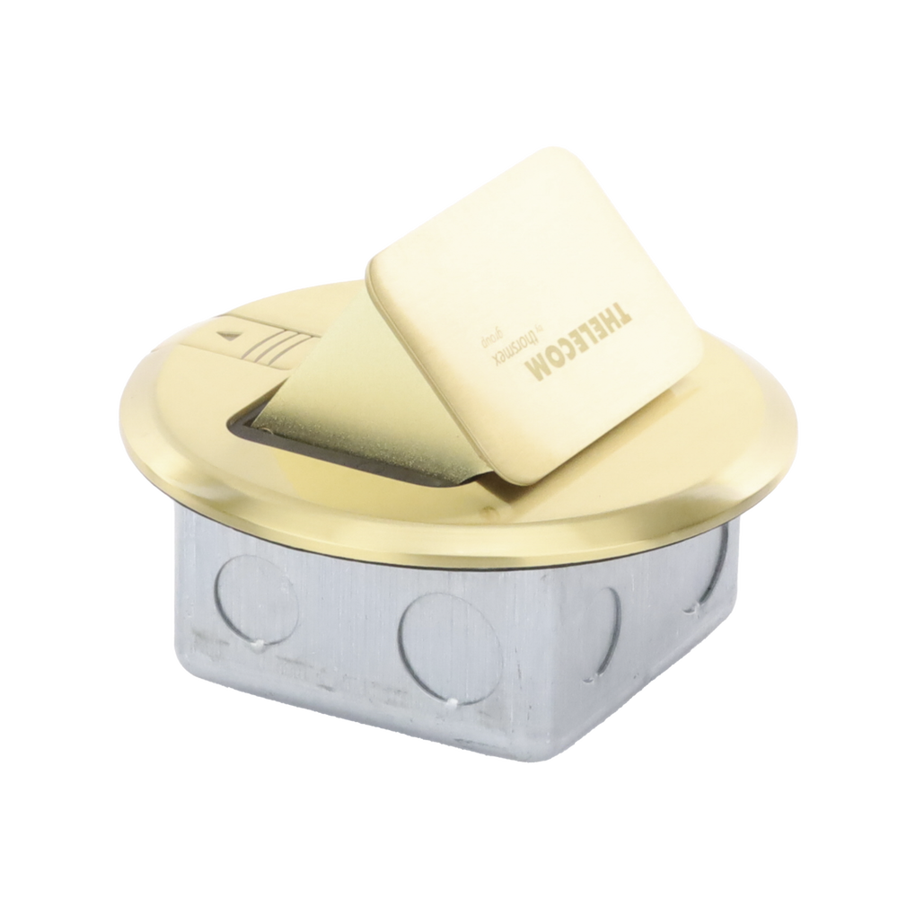 Mini Caja de Piso Redonda para Datos o Conectores Tipo Keystone, Color Bronce (3 Contactos) (11000-12102)