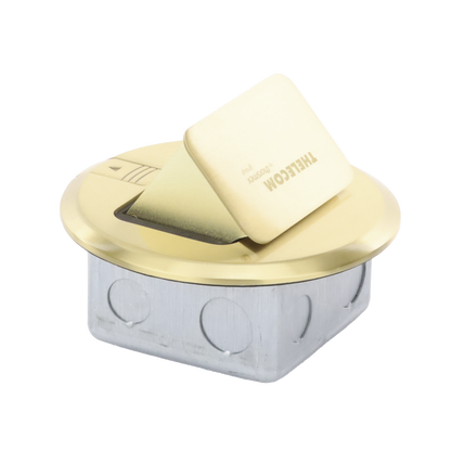 Mini Caja de Piso Redonda para Datos o Conectores Tipo Keystone, Color Bronce (3 Contactos) (11000-12102)