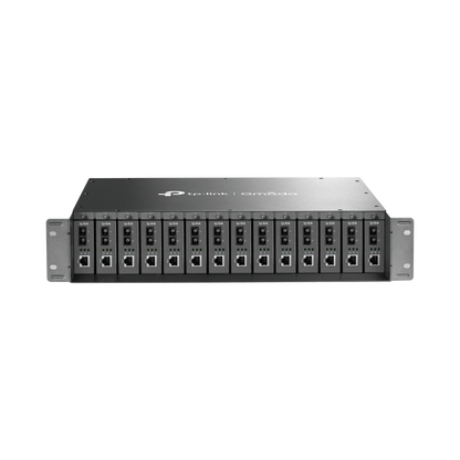 Chasis para Montaje en Rack de 14 bahías / Soporta Convertidores de Fibra Óptica TP-Link /  Compatibles (MC111CS, MC112CS, MC220L, MC110CS, MC100CM, MC210CS, MC200CM) / Plug and Play