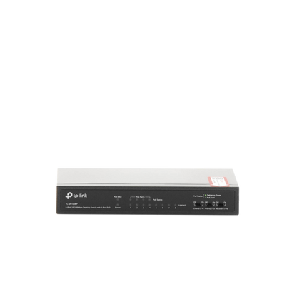 Switch PoE+ No Administrable / De Escritorio 8 puertos 10/100 Mbps / 4 puertos PoE af/at Inteligente / Presupuesto 66 W / Hasta 250 metros