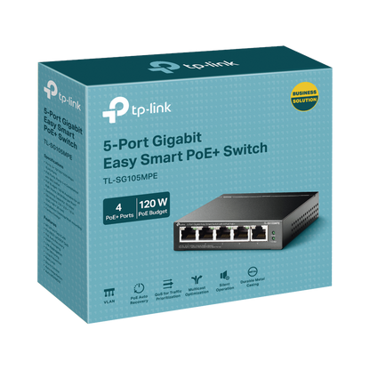 Switch Administrable / Escritorio Easy Smart / 5 puertos 10/100/1000 Mbps / IGMP para Vigilancia / Calidad en el Servicio (QoS) / Gestión GUI / Recuperación automática PoE