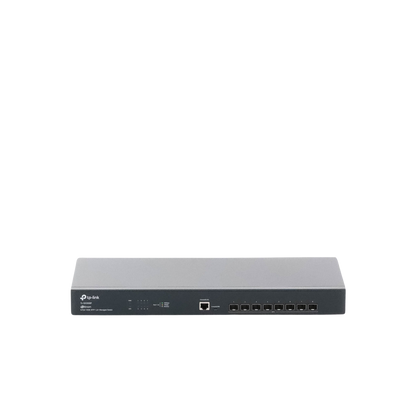 Switch Fibra Óptica L2+ Omada / 8 Puertos SFP+ 10G /  2 Puertos Consola (RJ45 y micro-USB) / Administración Centralizada Omada o Stand-Alone / Multicast IGMP / Calidad de Servicio / Montaje en Rack / Silencioso (sin ventiladores)