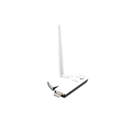 Adaptador USB inalámbrico de alta ganancia N 150 Mbps 2.4 GHz con 1 antena desmontable de 4dBi