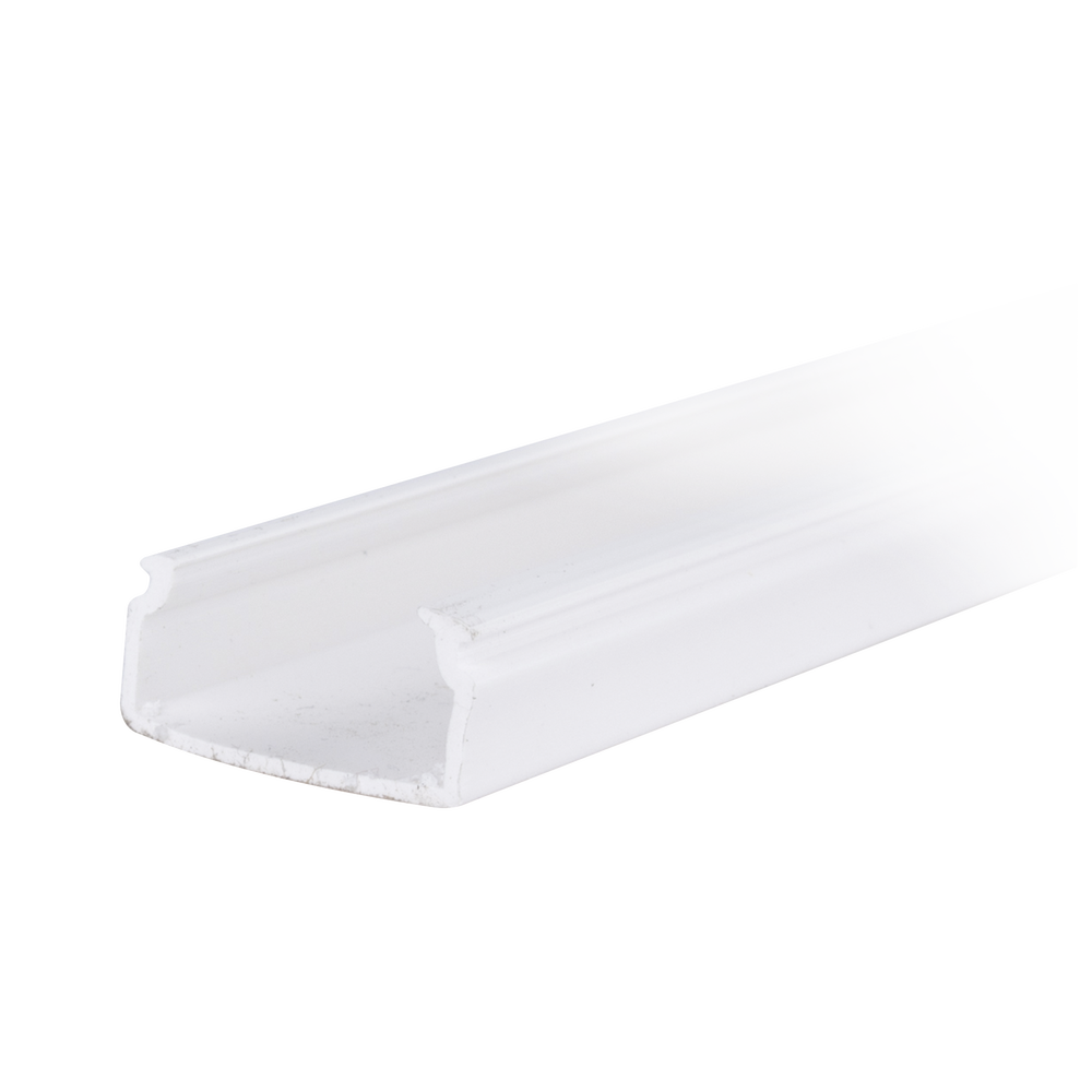 Canaleta blanca con tapa transparente de PVC auto extinguible, ideal para colocar iluminación tipo Led, sin división, 20 x 10 mm, tramo de 2.5 m