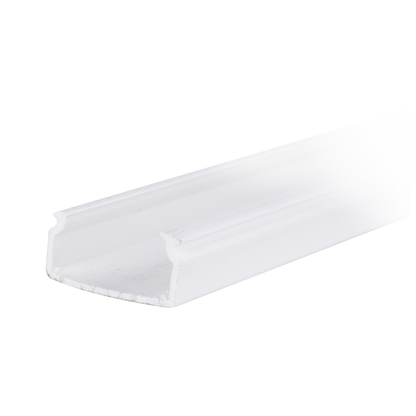 Canaleta blanca con tapa transparente de PVC auto extinguible, ideal para colocar iluminación tipo Led, sin división, 20 x 10 mm, tramo de 2.5 m