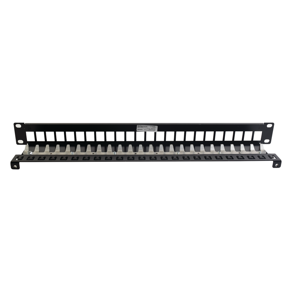 Patch Panel TERA-MAX Blindado de 24 Puertos, Modular (Vacío), Plano, Color Negro, 1UR