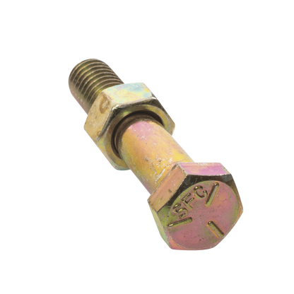 Paquete de 6 Tornillos Grado 5 con Tuercas Tropicalizadas de 3/8" x 2".