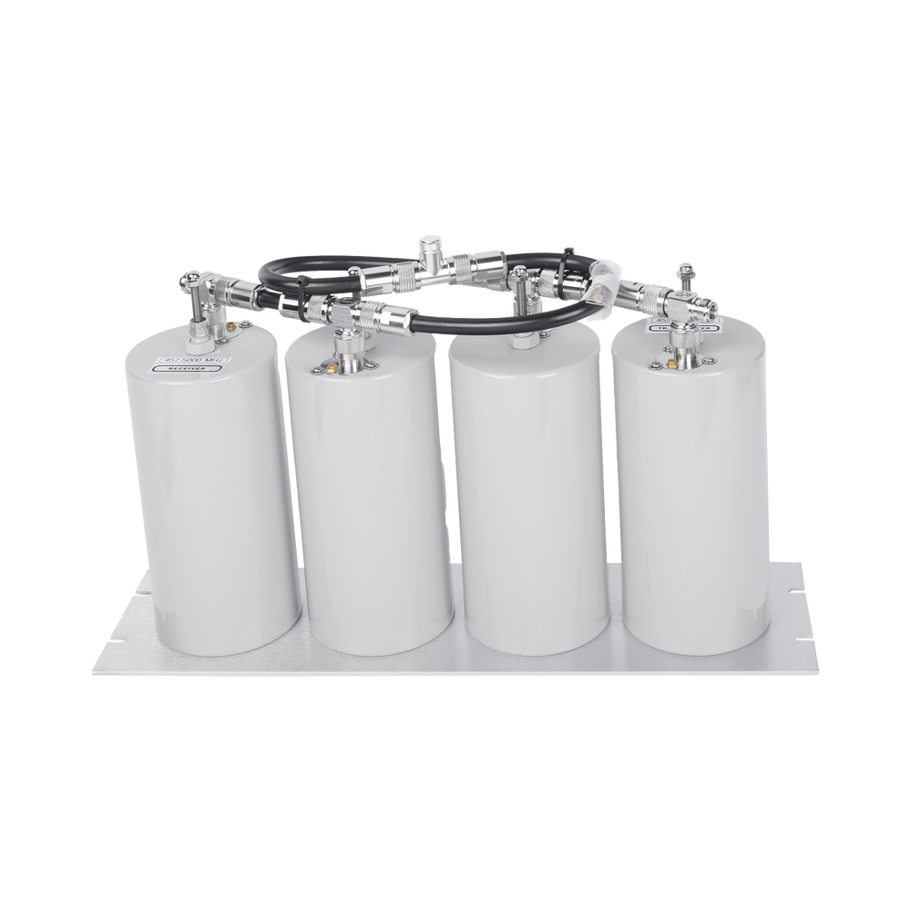 Duplexer Pasa Banda-Rechazo de Banda, 400-470 MHz, 4 Cavidades (4"Dia.) 5 MHz, 250 Watt, N Hembra