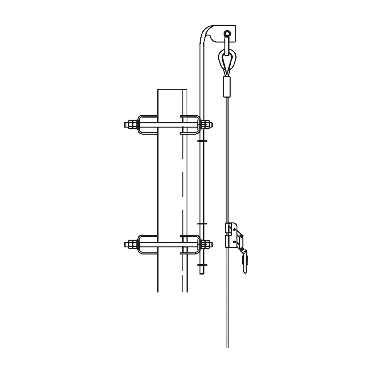 Línea de vida para torre Super Titan de hasta 100 pies (30 metros). Carro de Seguridad NO INCLUIDO.