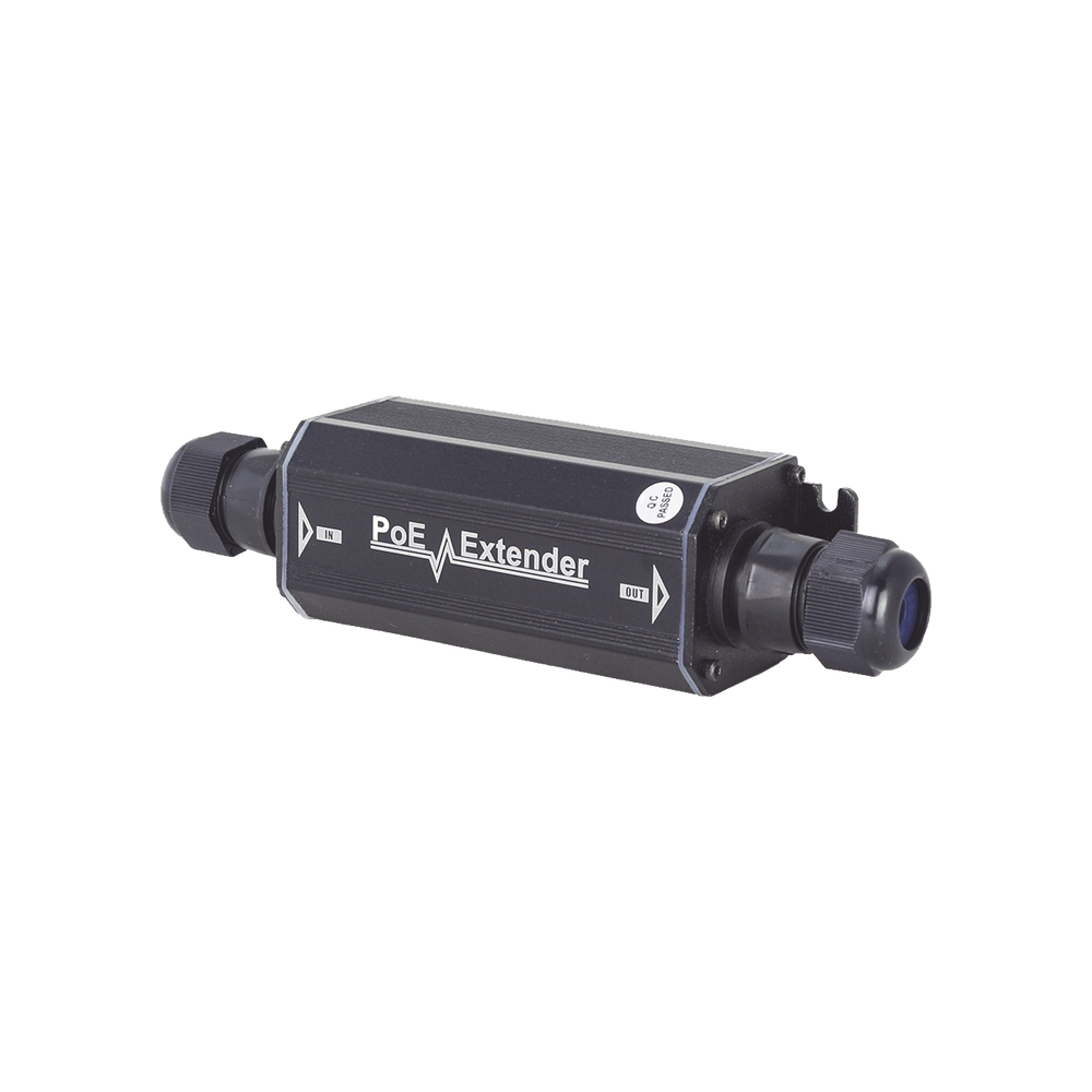 Extensor PoE / 100 Metros / Intemperie (IP66) /  60 Watts / 1 Puerto de Entrada  / 1 Puerto de Salida PoE / No requiere alimentación.