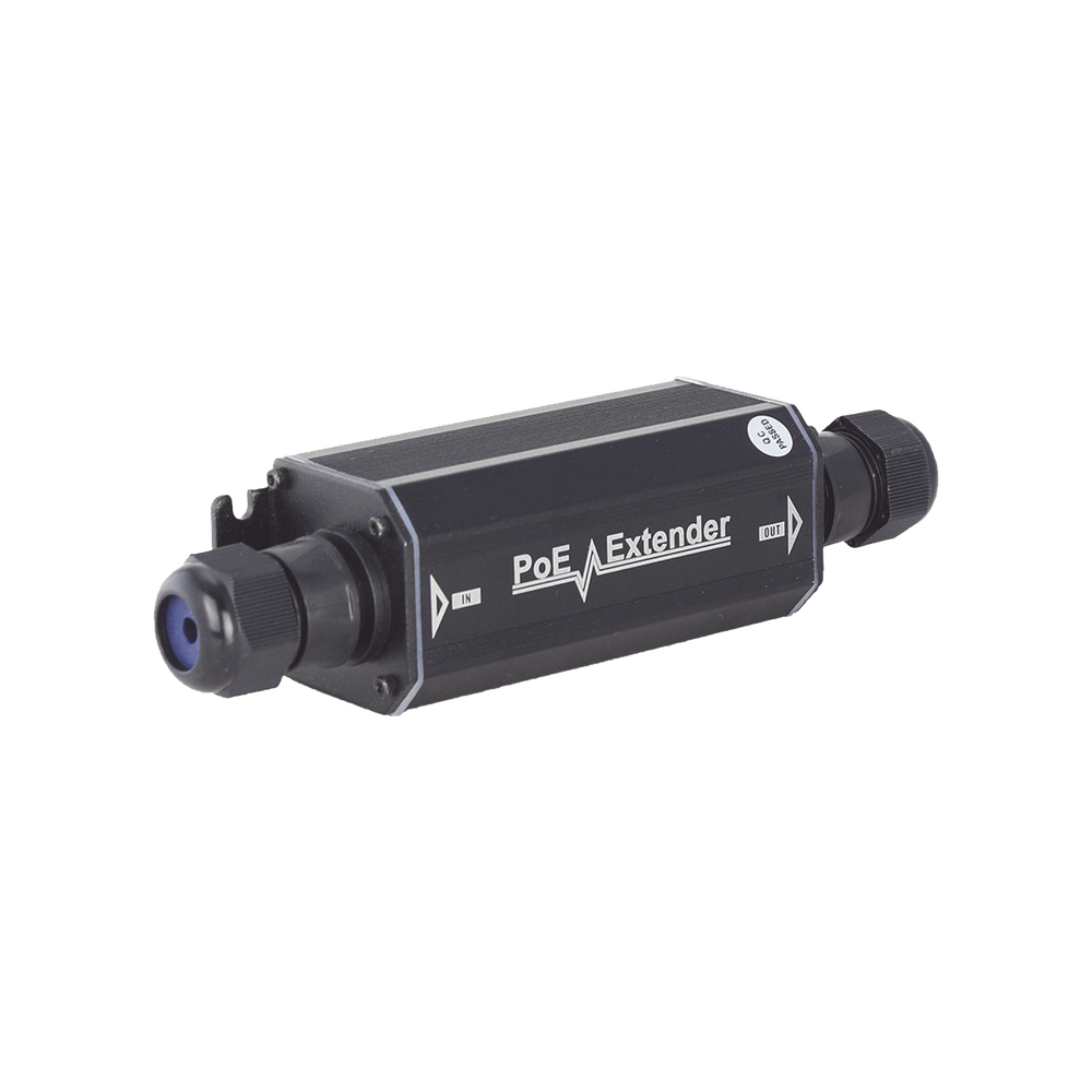 Extensor PoE / 100 Metros / Intemperie (IP66) /  60 Watts / 1 Puerto de Entrada  / 1 Puerto de Salida PoE / No requiere alimentación.