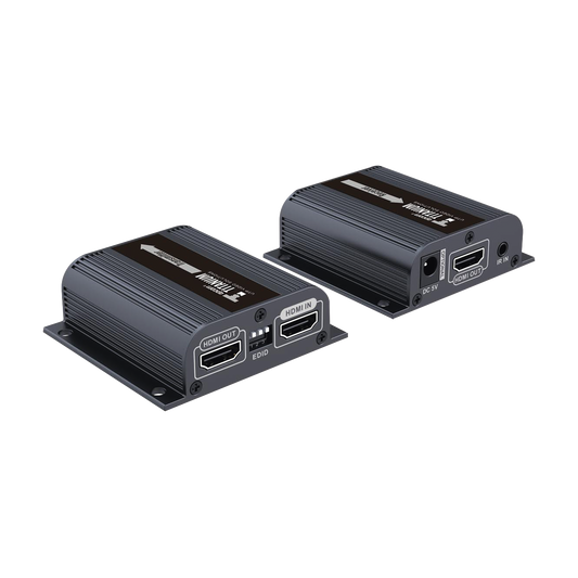 Kit Extensor HDMI para distancias de 50 metros / Soporta resoluciones 720 y 1080P @ 60 Hz / Cat 6, 6a y 7 / Salida Loop en el Tx para visualización local /  Configuración EDID / Soporta control remoto del equipo fuente / Alimente solo el Tx