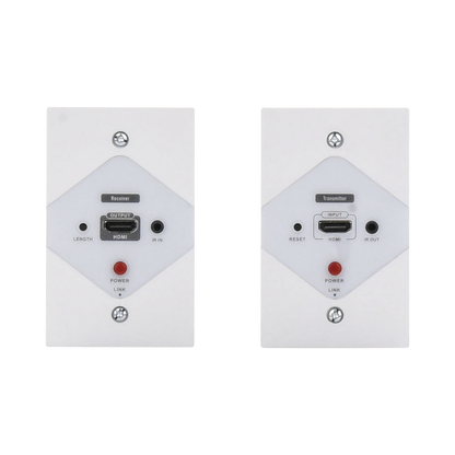 Kit Extensor HDMI en PLACAS DE PARED para distancias de 40 metros / Resolución 1080P @ 60 Hz / Cat 6/6A/ 7 / HDR/ Cero Latencia / Soporta Control Remoto / Placa de pared de 2.74 x 4.49” (tamaño estándar de EE.UU.).