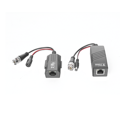 Kit de transceptores activos TURBO HD. Convierte 36/24 Vcc a 12 Vcc regulados, a través de cable  UTP Cat5e / 6. Transmision de 200 m (Revisar tabla de resoluciones )