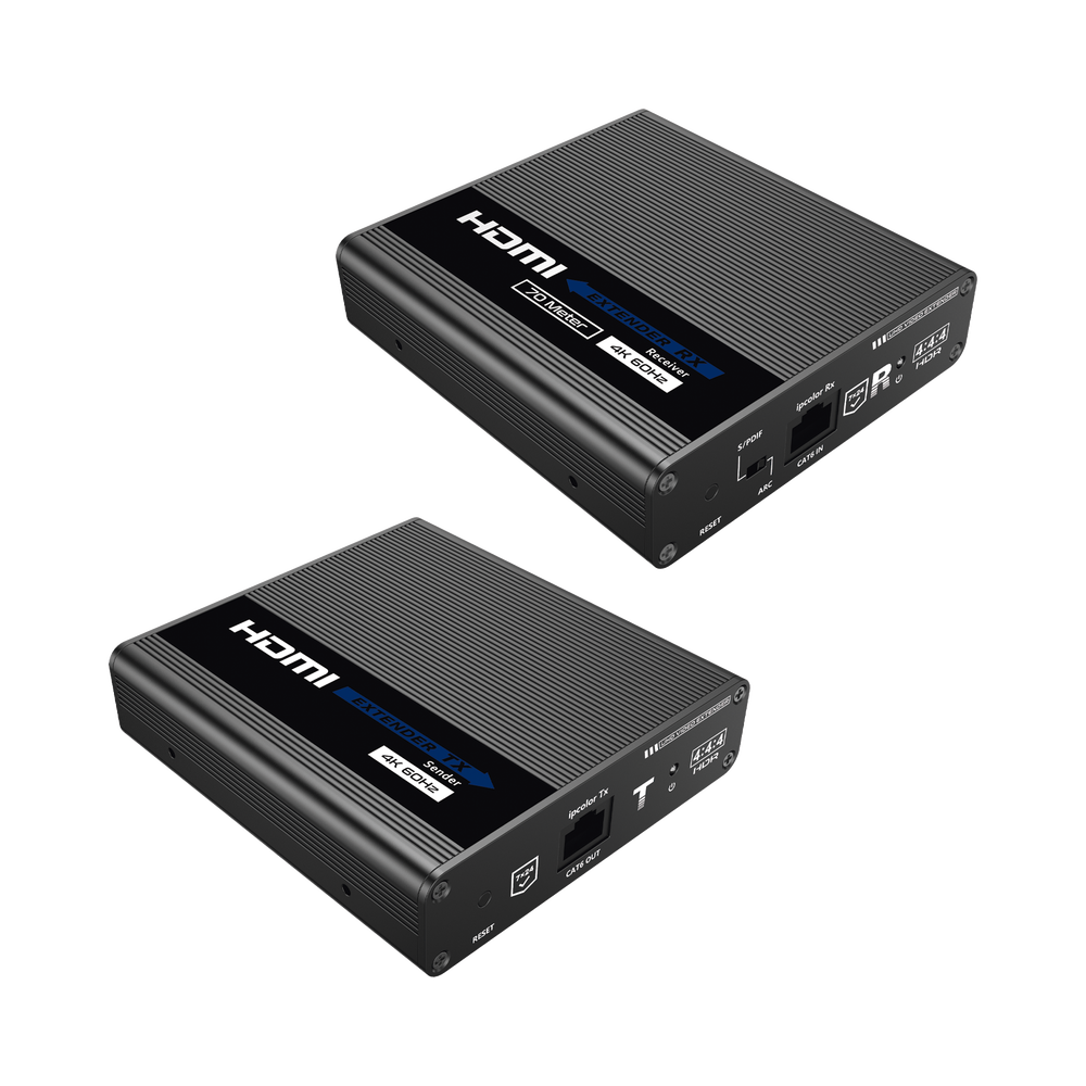 Kit Extensor HDMI hasta 700 metros con Conexión en Cascada / 4K @ 60 Hz/ 70 metros PTP con Cat 6, 6a y 7 / IPCOLOR / CERO LATENCIA / SIN COMPRIMIR / Salida Loop / IR bidireccional / Puerto S/PDIF / Soporta ARC / Soporta 10 TT-676-Rx.