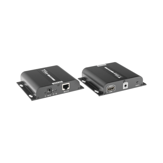 Kit Extensor HDMI para distancias de 120 metros / Resolución 4K @ 30Hz / Cat 5e/6 / Soporta conexión Uno a Uno y Uno a Muchos / Hasta 253 Rx / HDbitT / Soporta control remoto del equipo fuente.