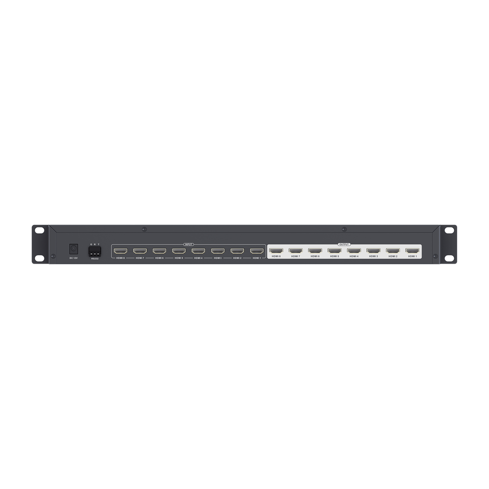 MATRICIAL DE VIDEO HDMI 8 x 8 / 8 Entradas y 8 Salidas en HDMI /  4K @ 30Hz / 10.2 Gbps / HDMI 1.4 / HDCP 1.4 / 3D / Conmutación por Botón, RS232 o Control Remoto / IDEAL PARA CENTROS DE MONITOREO, COMPARACION Y ANALISIS.
