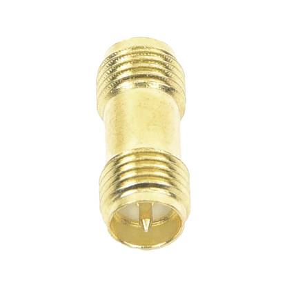 Adaptador Barril de SMA Hembra Inverso a SMA Hembra Inverso, Oro/ Oro/ Teflón,