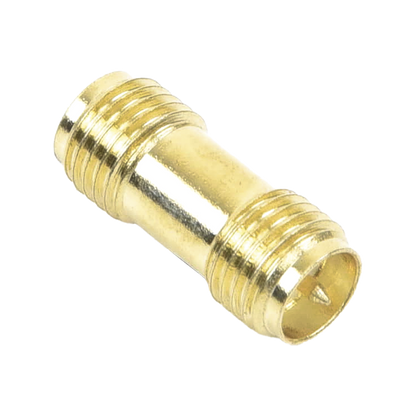 Adaptador Barril de SMA Hembra Inverso a SMA Hembra Inverso, Oro/ Oro/ Teflón,