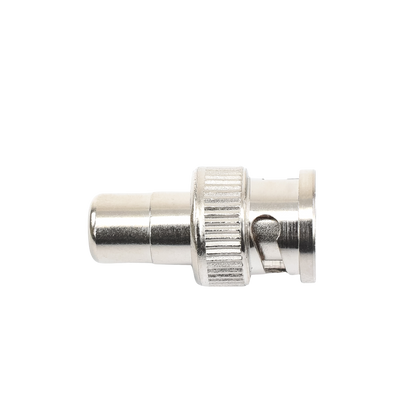 Adaptador en Línea para 75 Ohm, de Conector BNC Macho a RCA Hembra en Aplicaciones de Audio-Video para Cámaras, Monitores y DVR's.