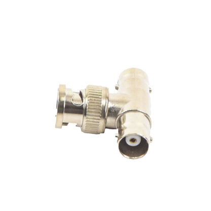 Adaptador en T para 75 Ohm de Conector BNC Macho a Doble BNC Hembra, Níquel/ Oro/ Teflón.