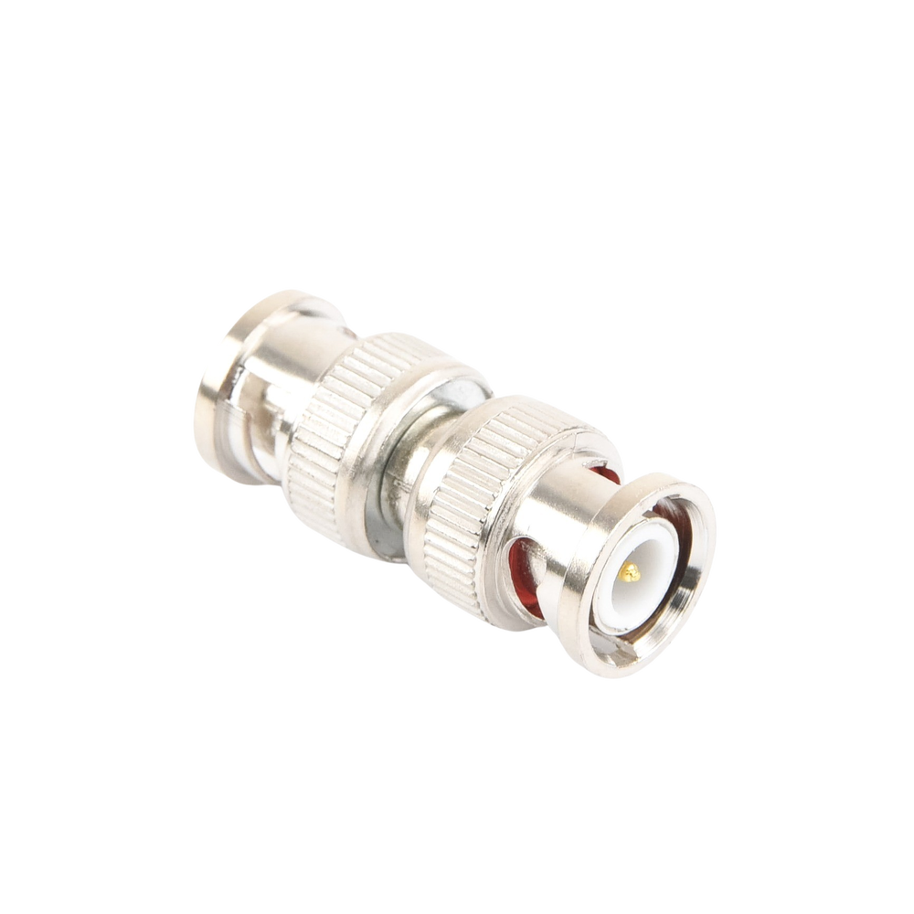 Adaptador tipo barril para 75 Ohm, de conector BNC macho a BNC macho, Níquel/ Oro/ Teflón.