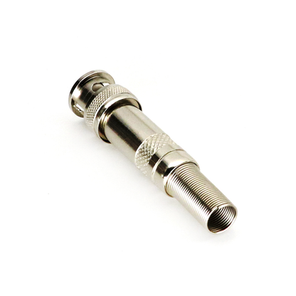 Conector BNC macho de 75 Ohm, con base de resorte para montar a presión cable coaxial RG-59/ Níquel/ Oro/ Teflón.