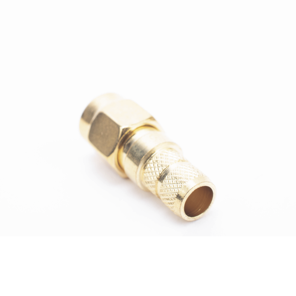 Conector SMA Macho Inverso de Anillo Plegable para Cables RG-8/X, LMR-240, 9258, Oro/ Oro/ Teflón.â€&lsaquo;
