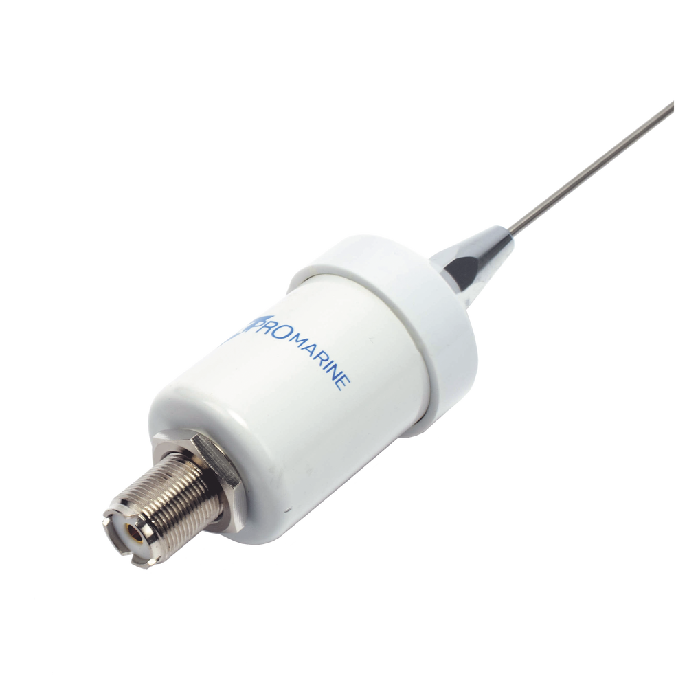 Antena Marina VHF / Látigo Acero Inoxidable / 156-163 MHz / 3.5 dBi / Cable 4.5 m (14.8 ft) / PL-259 / Montaje en L / Exterior