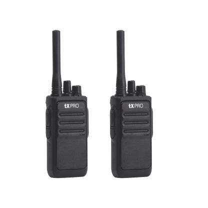 Par Radios Portátiles Analógicos UHF 400-470 MHz / 2W / 16 Canales / Preconfigurados / Listos para Usar