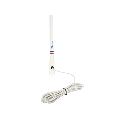 Antena Marina VHF / Fibra de Vidrio / 156-163 MHz / 6.5 dBi / Cable 10 m (32.8 ft) / PL-259 / Exterior IP67