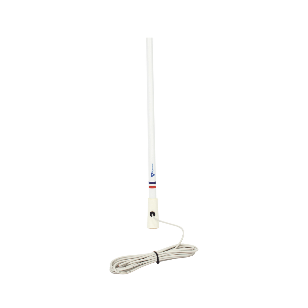 Antena Marina VHF / Fibra de Vidrio / 156-163 MHz / 6.5 dBi / Cable 10 m (32.8 ft) / PL-259 / Exterior IP67