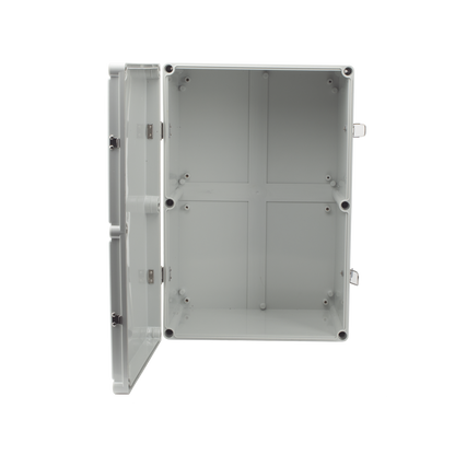 Gabinete Plástico para Exterior (IP65) de 560 X 380 x 265 mm Cierre por broche.
