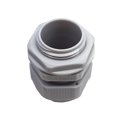 Conector Plástico Blanco Tipo Glándula para Rosca NPT 1"