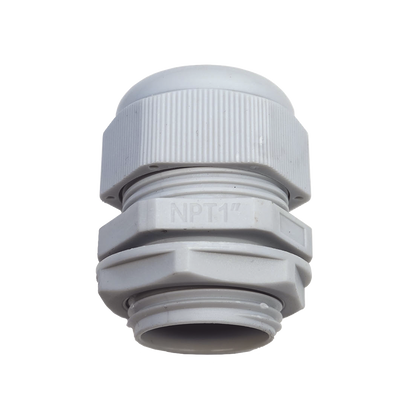 Conector Plástico Blanco Tipo Glándula para Rosca NPT 1"
