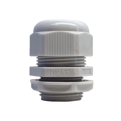 Conector Plástico Blanco Tipo Glándula para Rosca NPT 1"