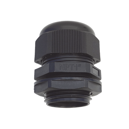 Conector Plástico Negro Tipo Glándula para Rosca NPT 1"
