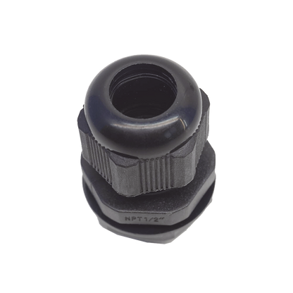 Conector Plástico Negro Tipo Glándula para Rosca NPT 1/2"