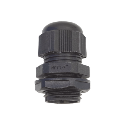 Conector Plástico Negro Tipo Glándula para Rosca NPT 1/2"