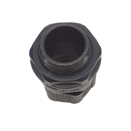 Conector Plástico Negro Tipo Glándula para Rosca NPT 1/2"